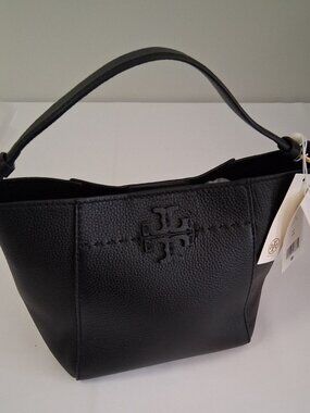 Tory Burch McGraw Small Bucket Bag – Black (Style 74956-001) – NWT